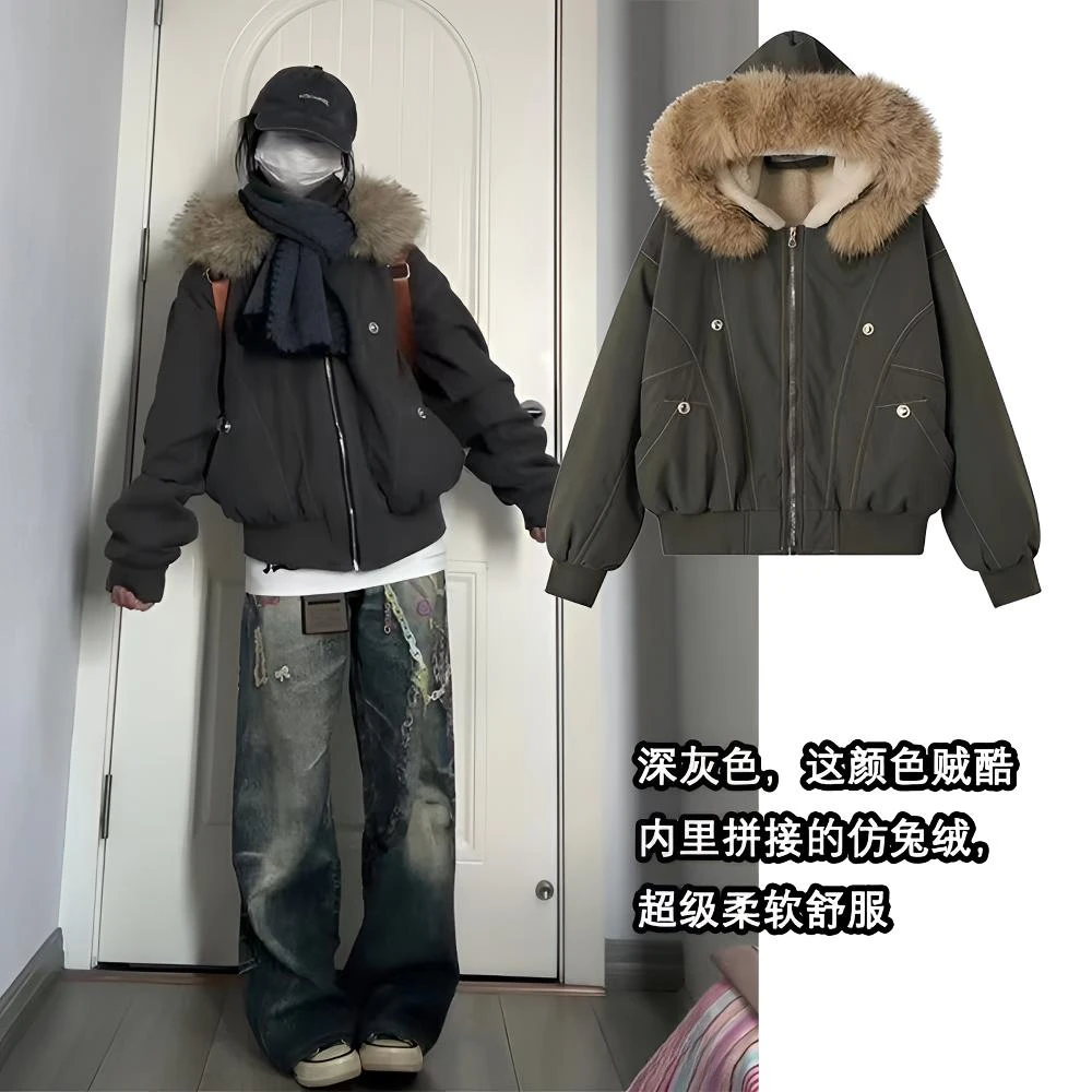 超好看座山雕棉服女2025冬季棉袄新款加绒派克服小个子厚外套棉衣