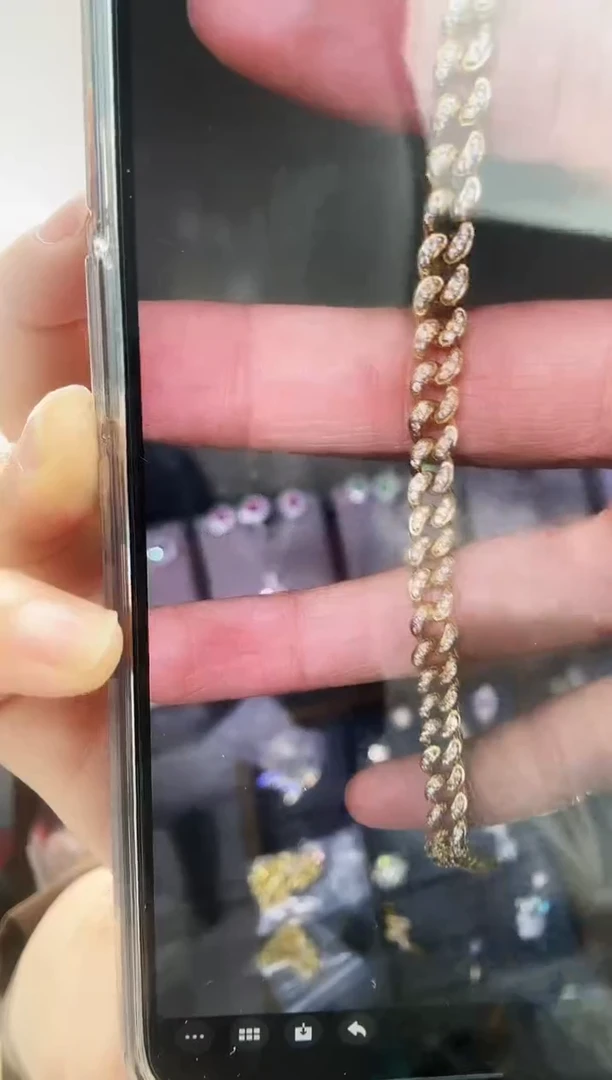 主播定制链接金色款古巴手链