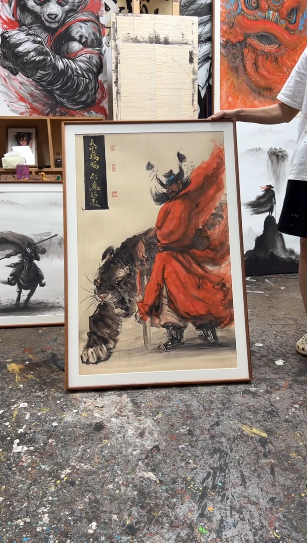 丙烯画画江湖老师钟馗天官赐福精装裱