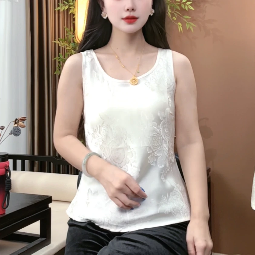 2025新中式桑蚕丝提花百搭时尚精致吊带国风背心女S167