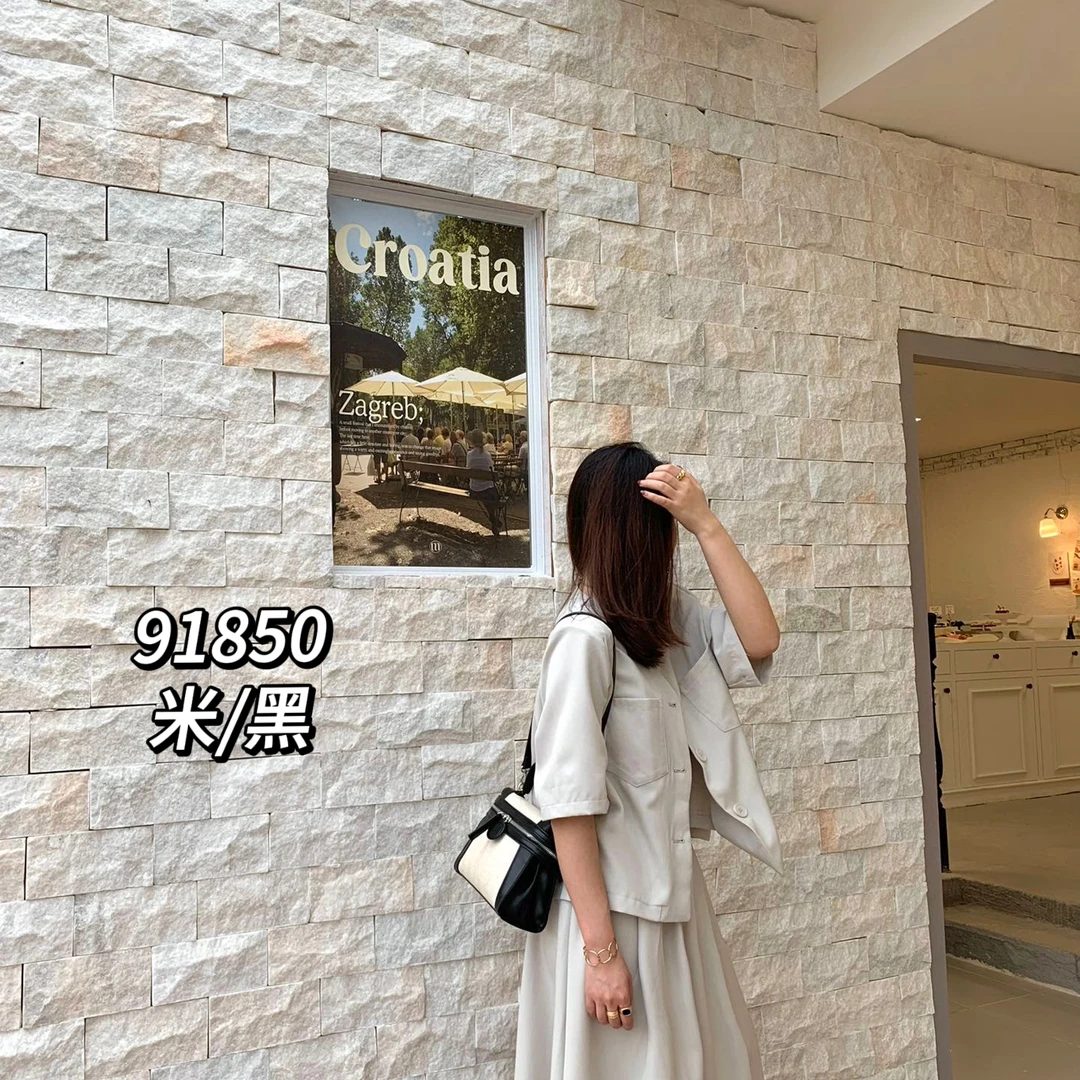 【母亲节礼物】SK-91850-米/黑RAIN.CUN真皮简约腋下斜跨轻奢女包