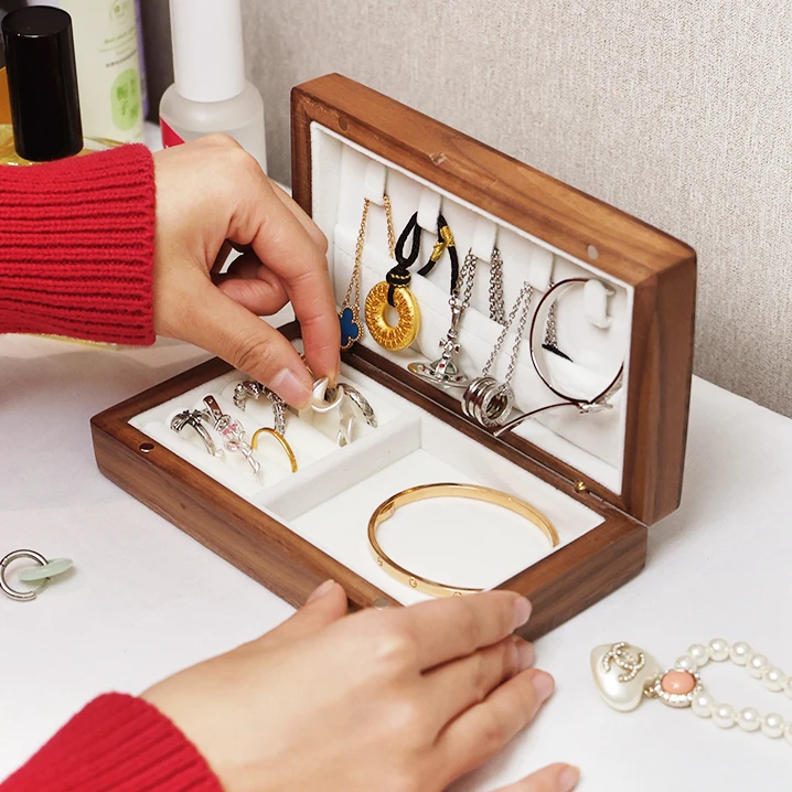 实木盖单层首饰盒迷你款