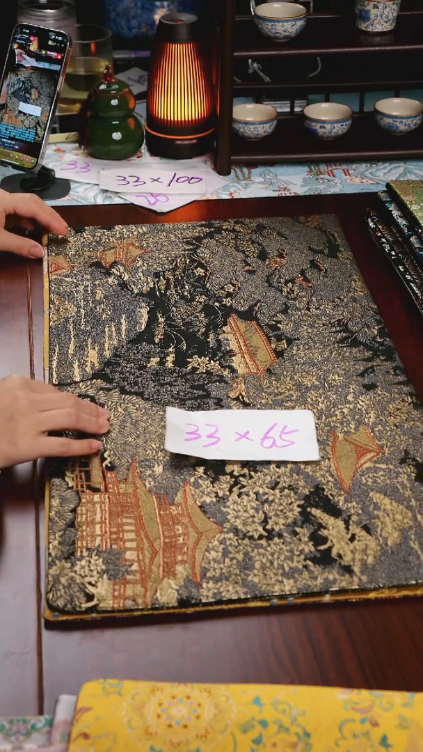 【西阵织登鹳雀楼黑金双面】中国风干泡织锦茶席33*65