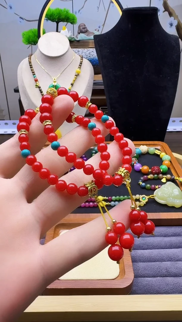 手链14K金镶嵌南红玛瑙S90