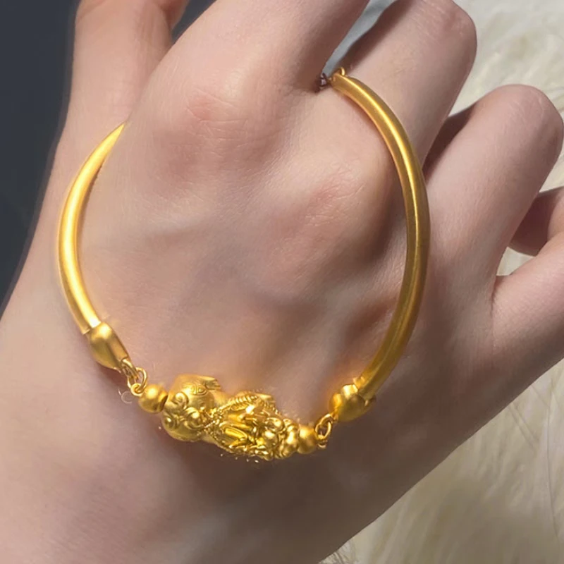 JIN BAI ZHENG 铜合金手链 金色招财转运貔貅手链手环百搭轻奢女