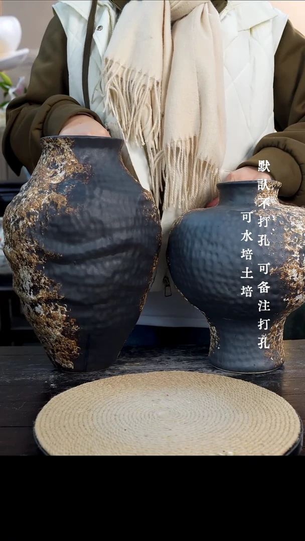 摆件陶瓷至****102景德镇高档陶瓷花瓶两件套