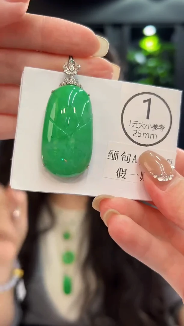 颈饰18K金镶嵌翡翠 缅料A货/支持复检/一件