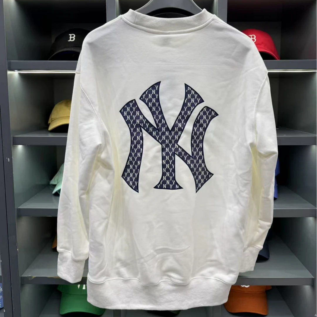 联名款纯色Logo印花运动圆领套头卫衣男女同款