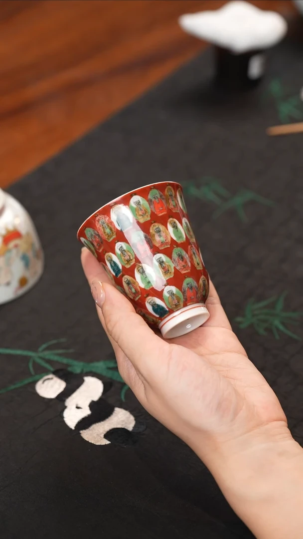设色窑釉下五彩千佛铃铛杯