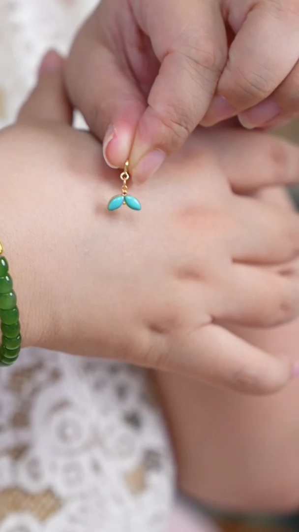 18K金镶嵌绿松石配件BE0514