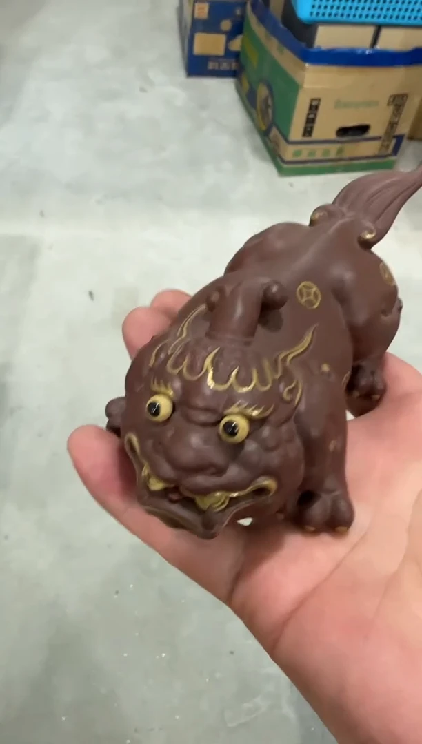 紫砂茶壶小肥龙 紫泥 占龙制
