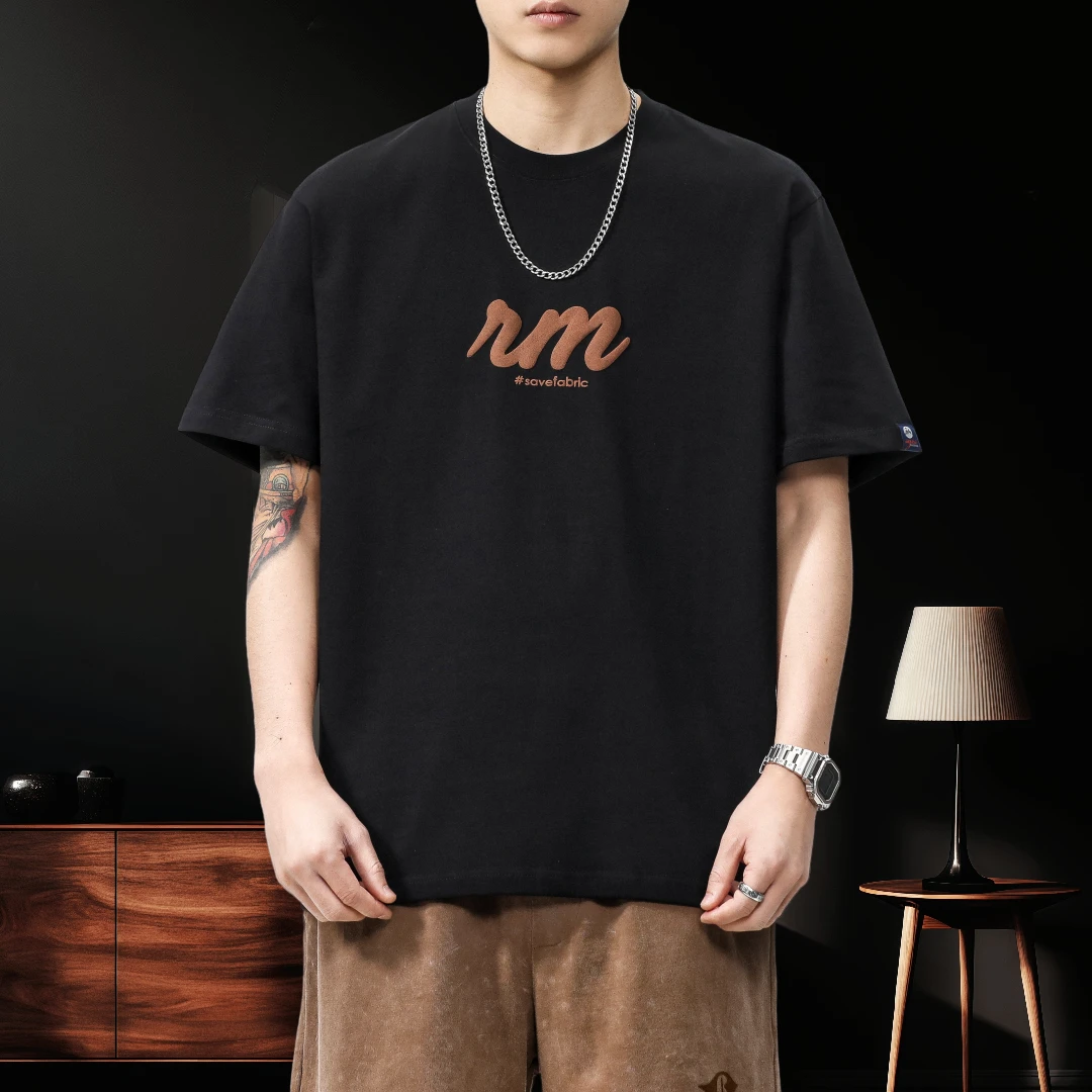 新款潮牌美式复古纯棉印花短袖T恤男士2025夏季重磅宽松半袖体恤