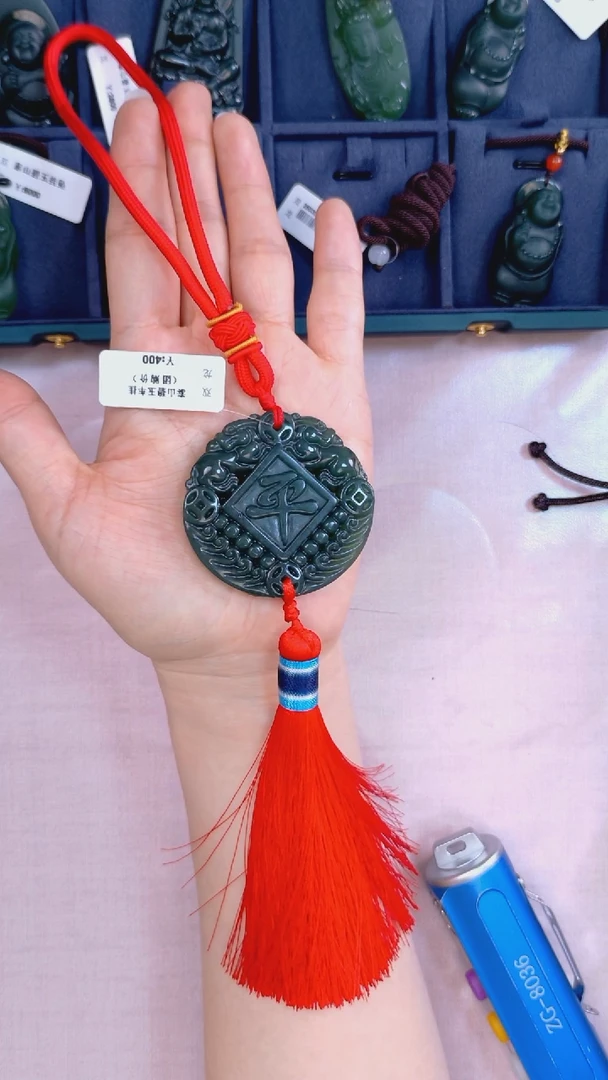 蛇纹石玉未镶嵌挂件平安车挂