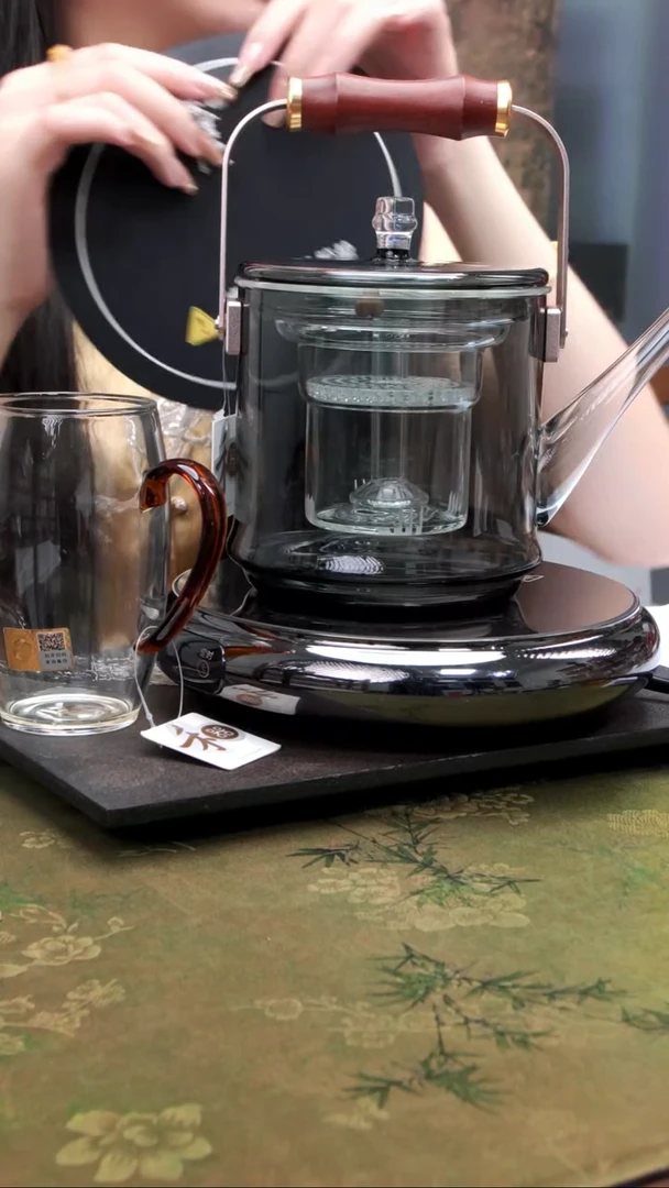 德茗堂鼓韵电陶炉1300w+君若壶 烟灰+清源杯 琥珀