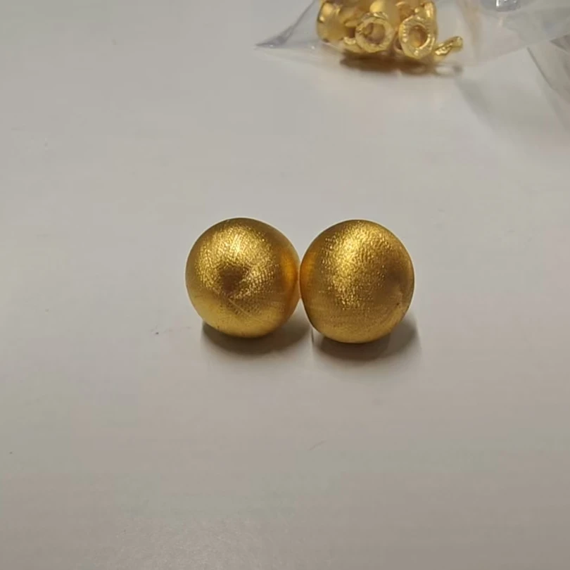 足金999 拉丝金珠耳钉 轻奢时尚百搭