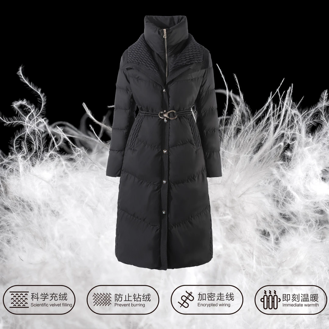 【小依专享】Y3358005时尚休闲羽绒服修身加厚冬季外套女-8005过膝