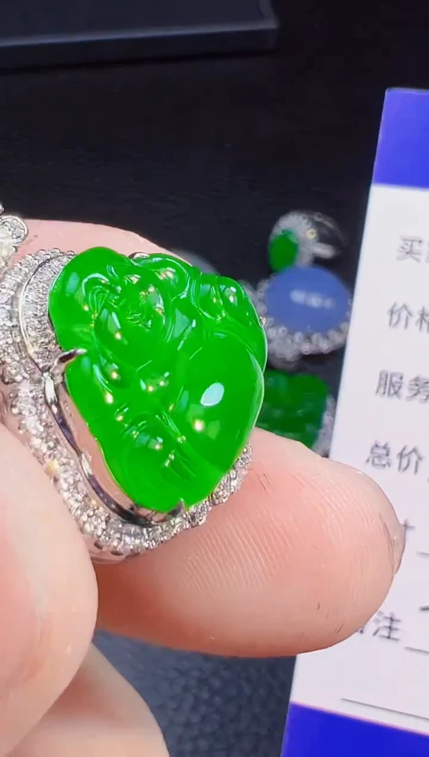 颈饰18K金镶嵌翡翠哈*绍翡翠