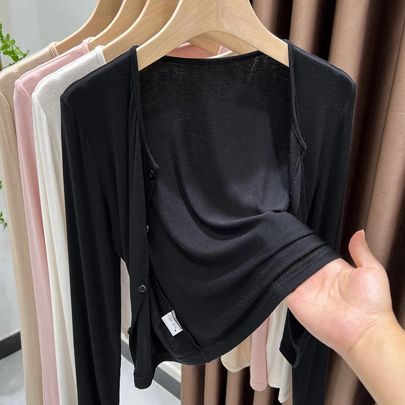 配吊带裙外搭短款披肩上衣女春秋新款小坎肩开衫短外套薄款针织衫