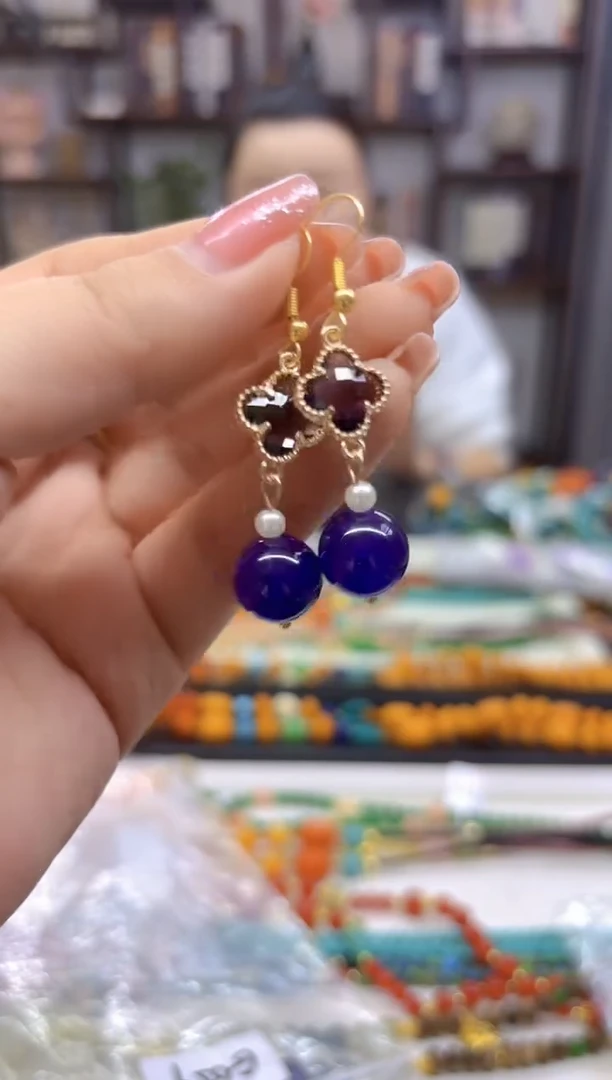 【闪购商品】紫晶耳饰14K金镶嵌耳坠E654
