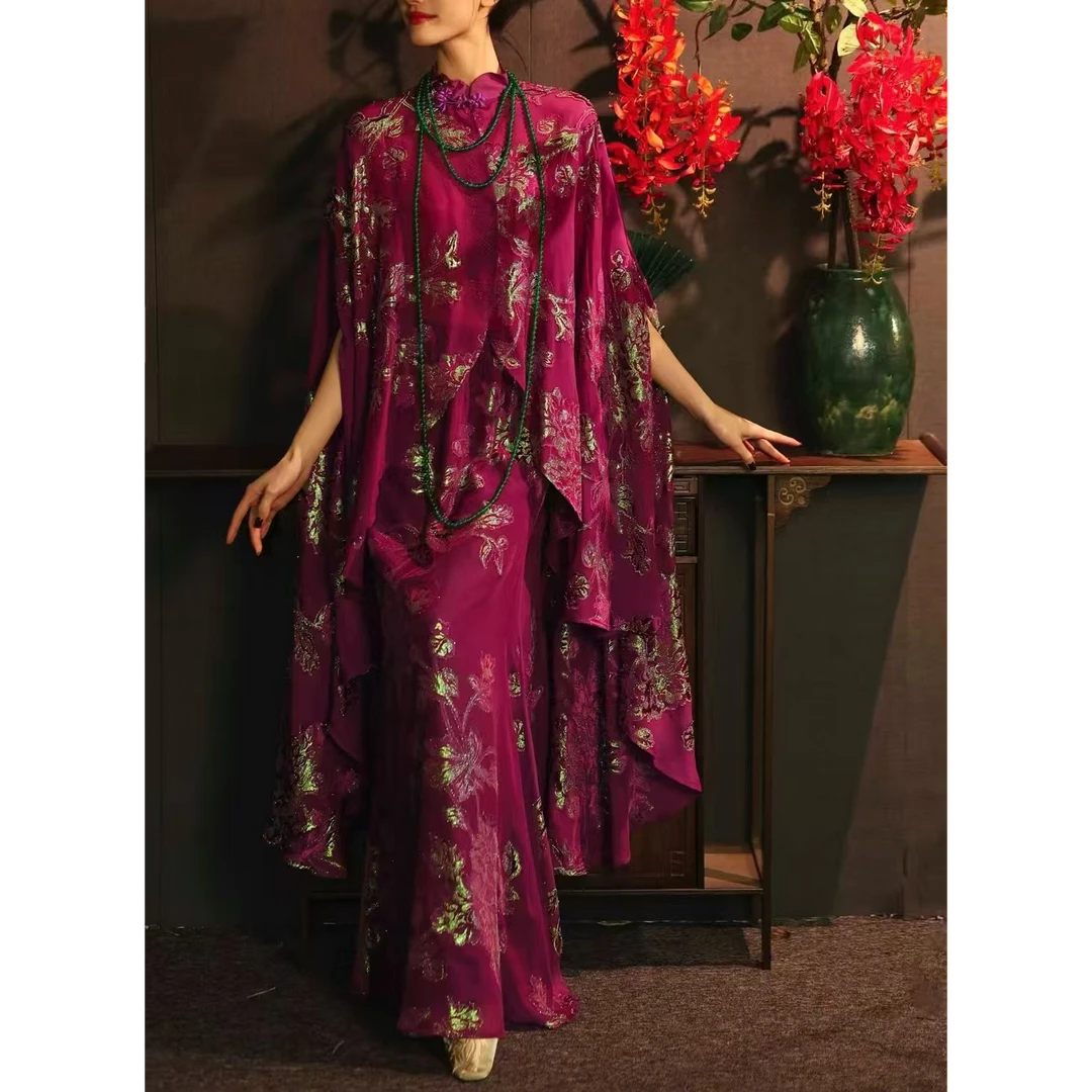 【李小姐】复古时尚高定春夏款金片剪花国风夏季斗篷套装民族风