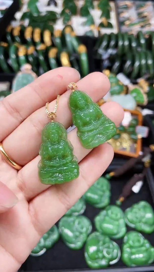 【闪购商品】和田玉吊坠18K金镶嵌30MM 多样性发一