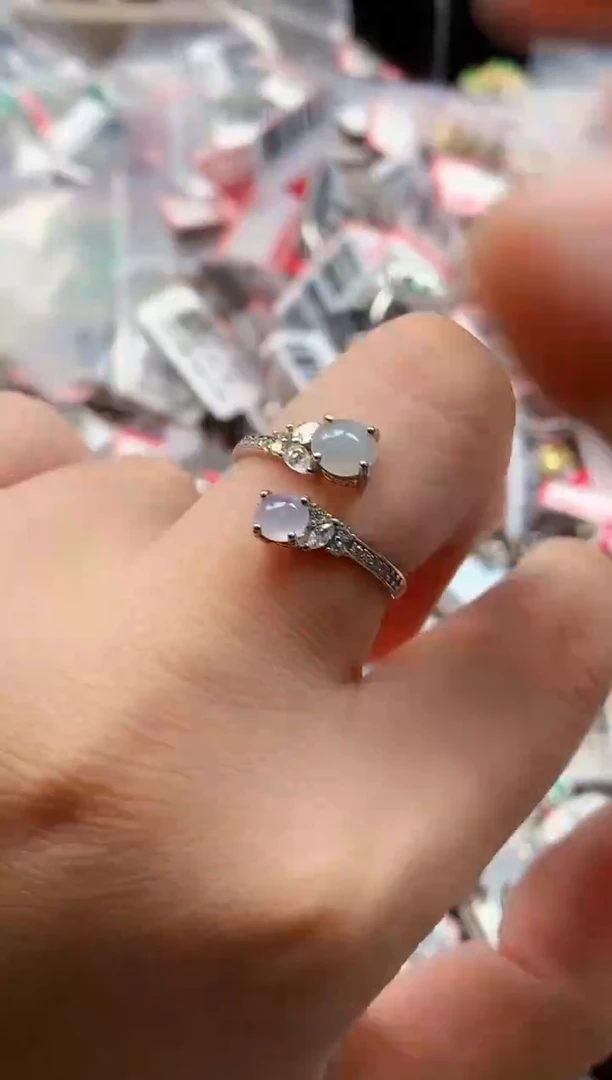 银S925镶嵌戒指翡翠天然A货缅甸翡翠