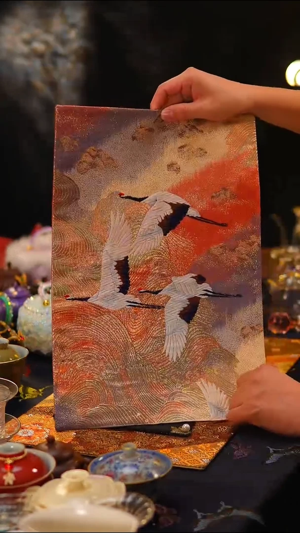 057西阵织西阵织44*29cm云中鹤微瑕