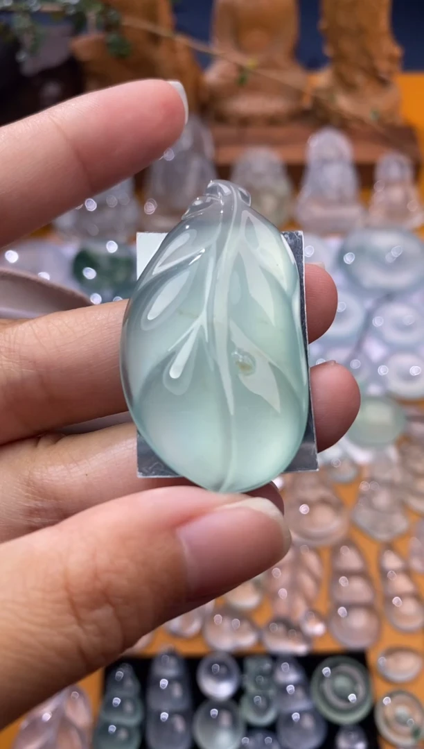 【闪购商品】定制翡翠未镶嵌叶子44.1*25*6.3