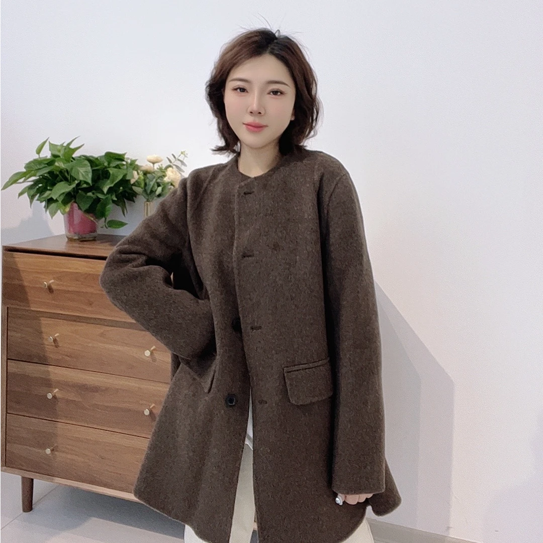 （10005）鄂市产地  单排4扣翻盖口袋中长款大衣