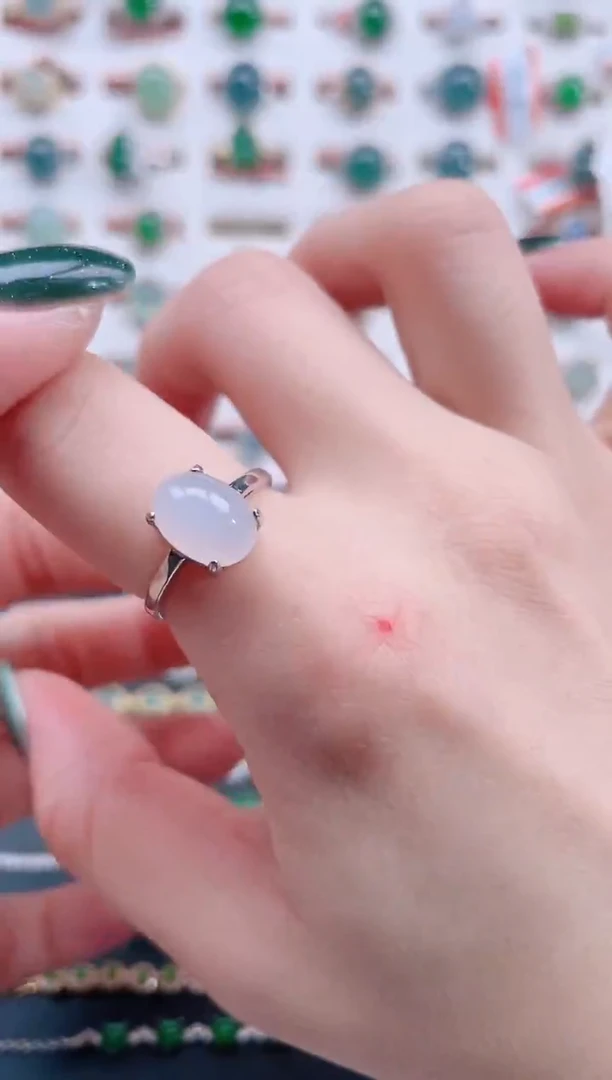 银S925镶嵌戒指翡翠天然翡翠