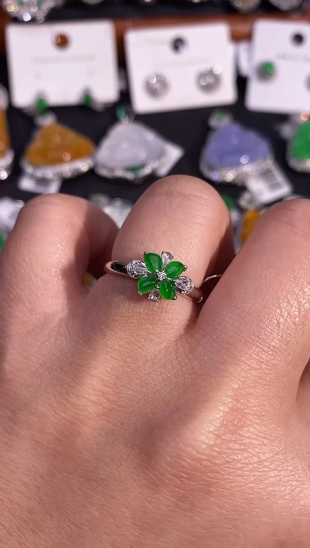 【闪购商品】翡翠戒指18K金镶嵌戒指