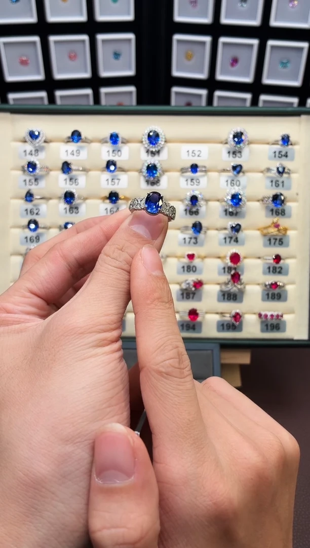 戒指蓝宝石银S925镶嵌1