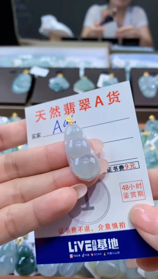 颈饰18K金镶嵌翡翠天然翡翠A货挂件