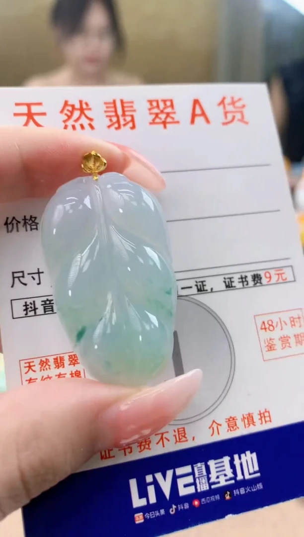 颈饰18K金镶嵌翡翠天然A货翡翠挂件