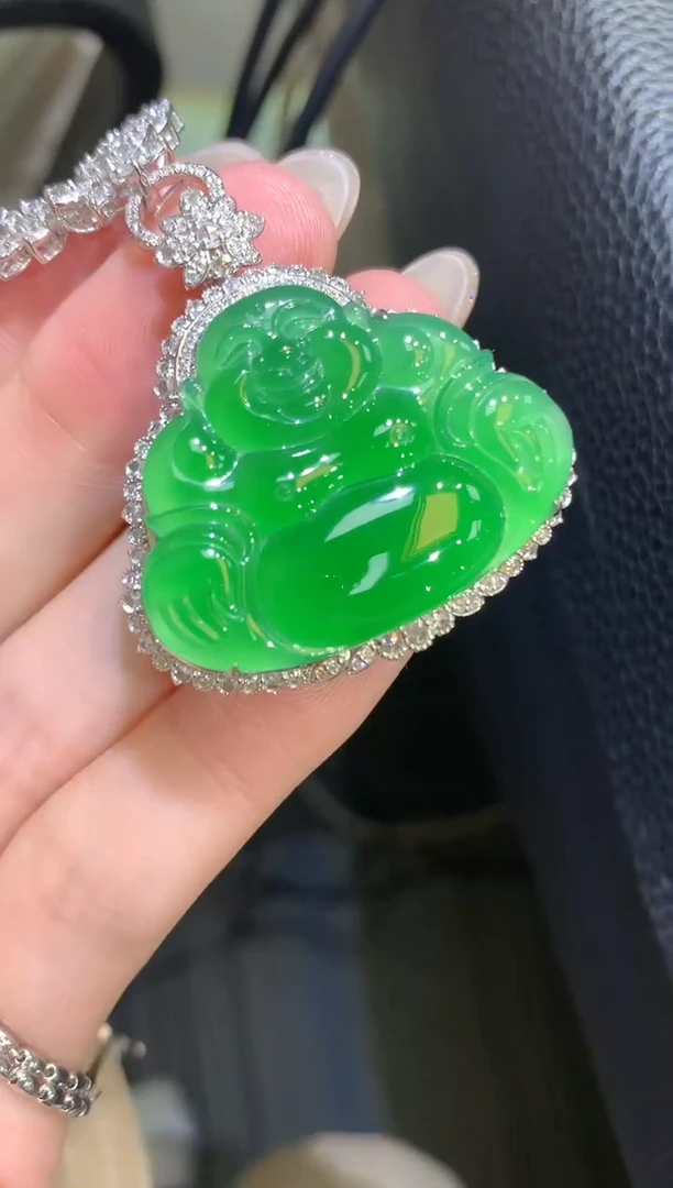 翡翠18K金镶嵌吊坠(不含链)143-佛公（不含链扣（多样性发货一件