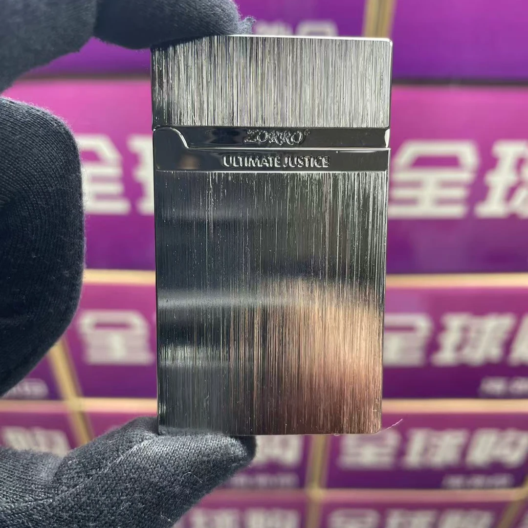 ZORRO原装白钢拉丝商务超薄朗声煤油打火机