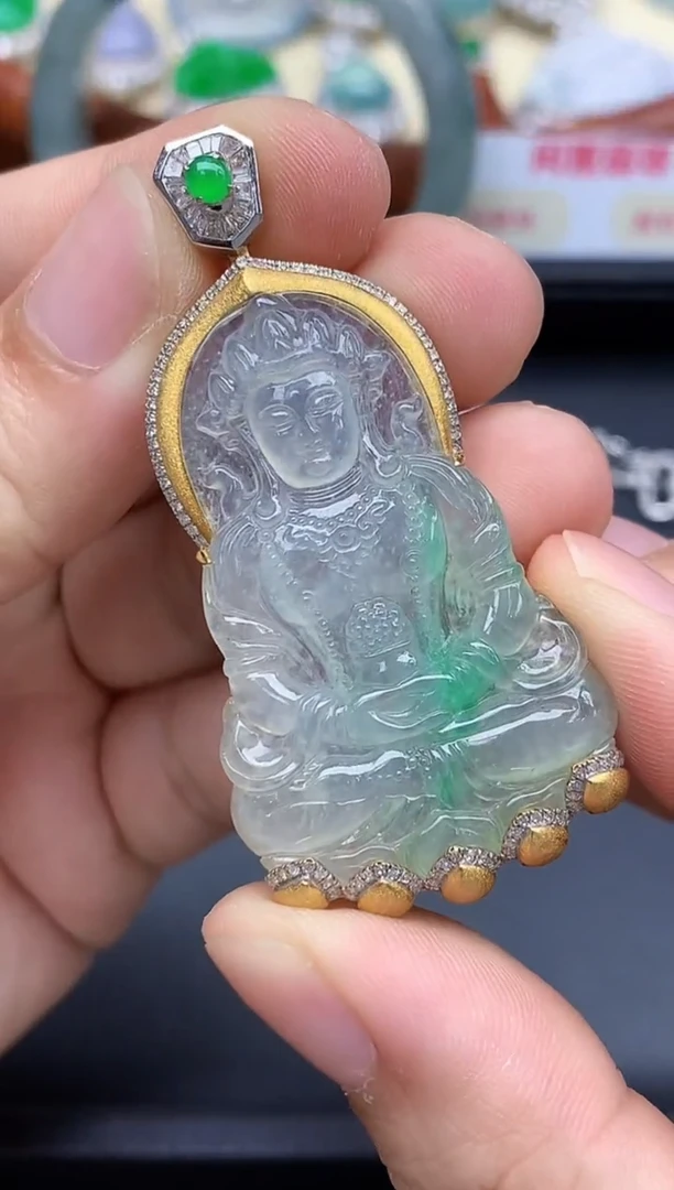 颈饰18K金镶嵌翡翠526-中国好珍宝