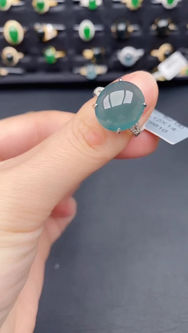 银S925镶嵌戒指翡翠天然a货翡翠80
