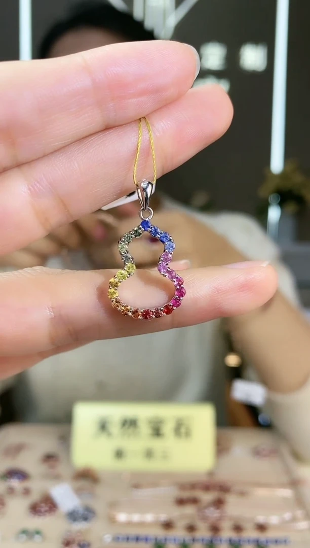 【闪购商品】彩色蓝宝石颈饰银S925镶嵌颈饰