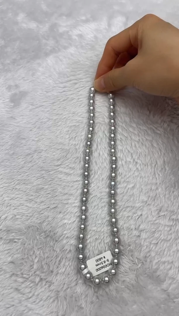 项链银S925镶嵌海水珍珠AK真多麻8-8.5mm