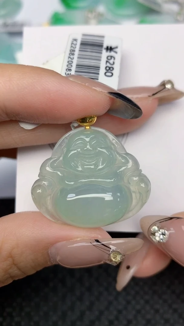 颈饰18K金镶嵌翡翠天然缅甸翡翠a货百元以上9元证书费自理