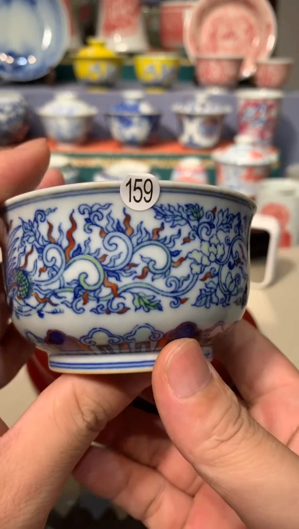 陶瓷159斗彩凤主人杯cl103