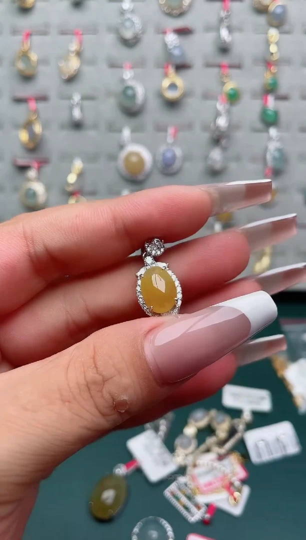 翡翠银S925镶嵌吊坠(不含链)、