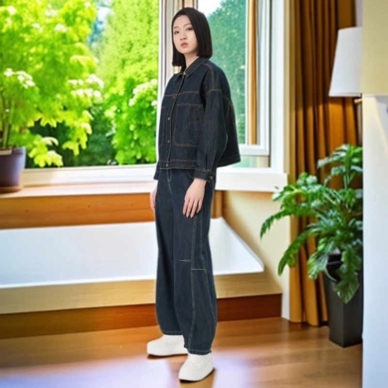 【水淼】1041复古休闲百搭牛仔外套大码女装