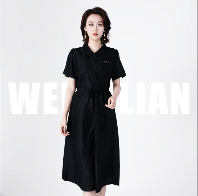 WENSILIAN【洇墨】100%桑蚕丝连衣裙（裙长:106cm）WS16-L5580X