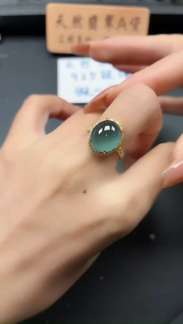 银S925镶嵌戒指翡翠1111111