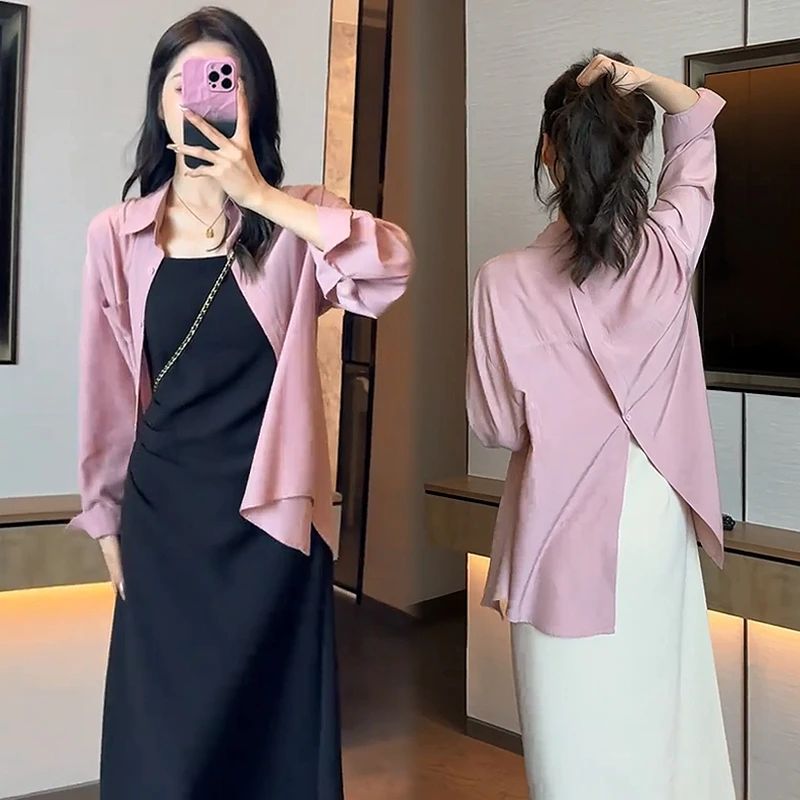 2025秋季防晒衣新款衬衫吊带中长裙两件套时尚显瘦轻奢高级感女装