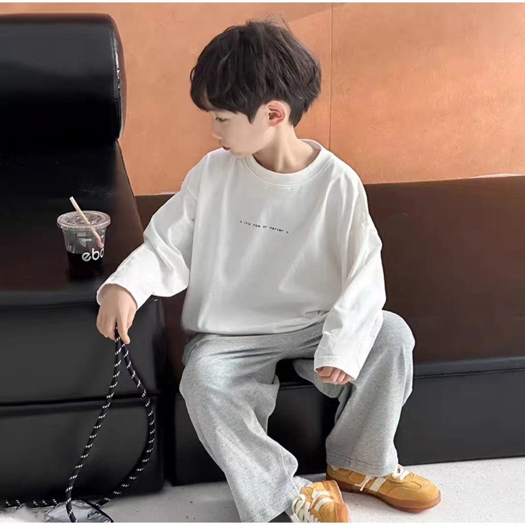 【40支精梳棉】男女童新款纯棉长袖T恤帅气韩版潮酷宽松潮流