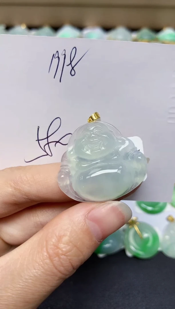 翡翠18K金镶嵌颈饰天然翡翠A货