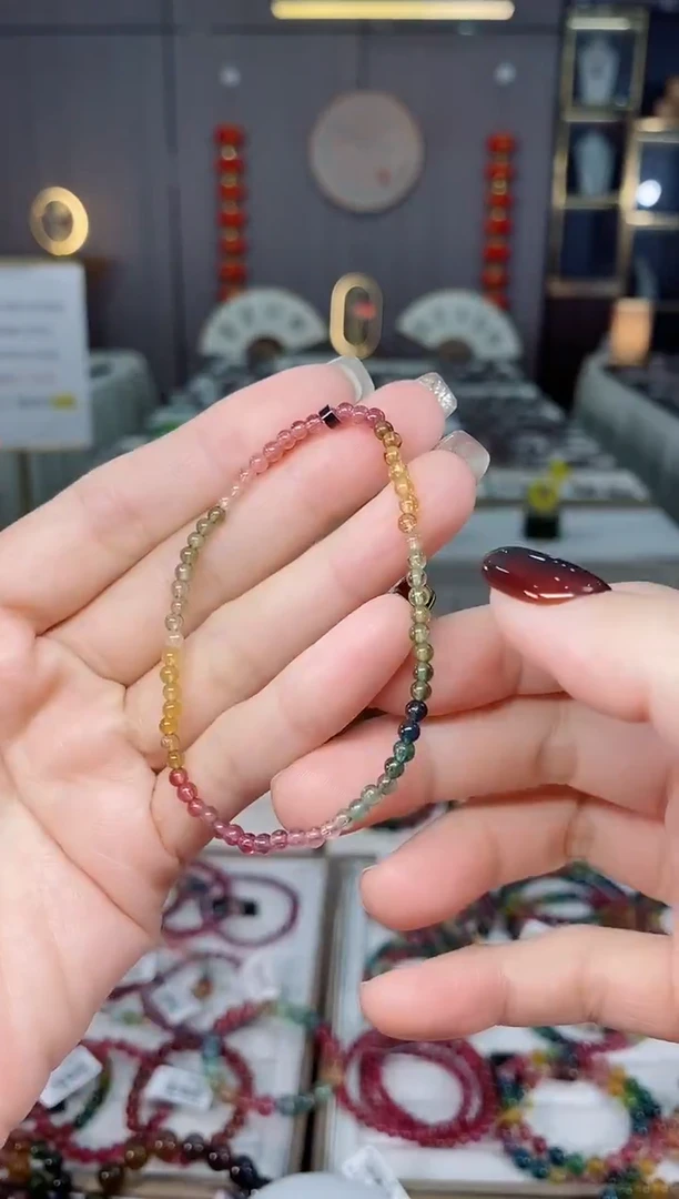 未镶嵌老矿碧玺色标净体单圈手串3mm+碧玺dan多样性发货一条